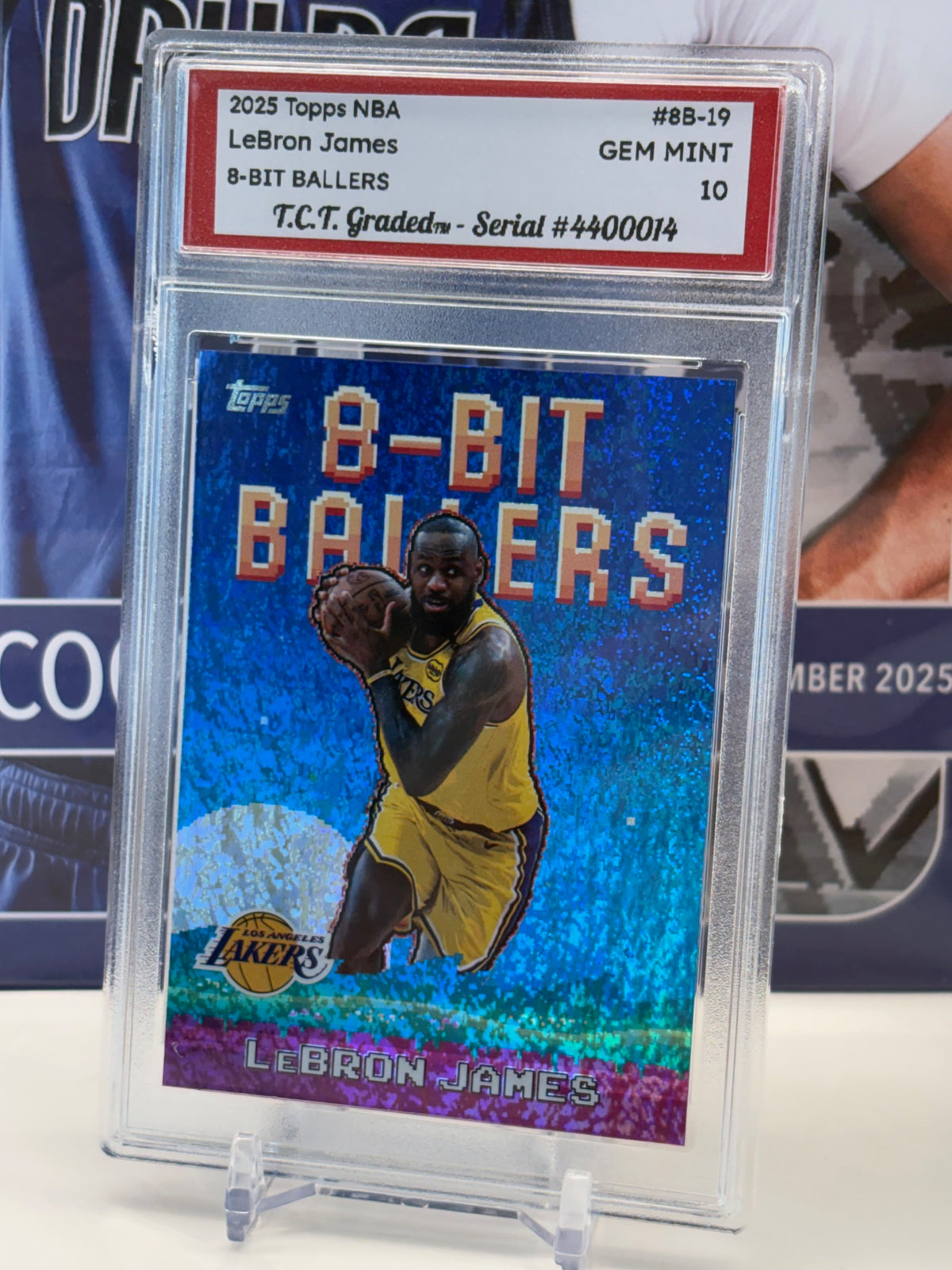 LeBron James 2025 Topps NBA 8-Bit Ballers #8B-19 T.C.T. Graded(TM) Gem Mint 10 Card stand included