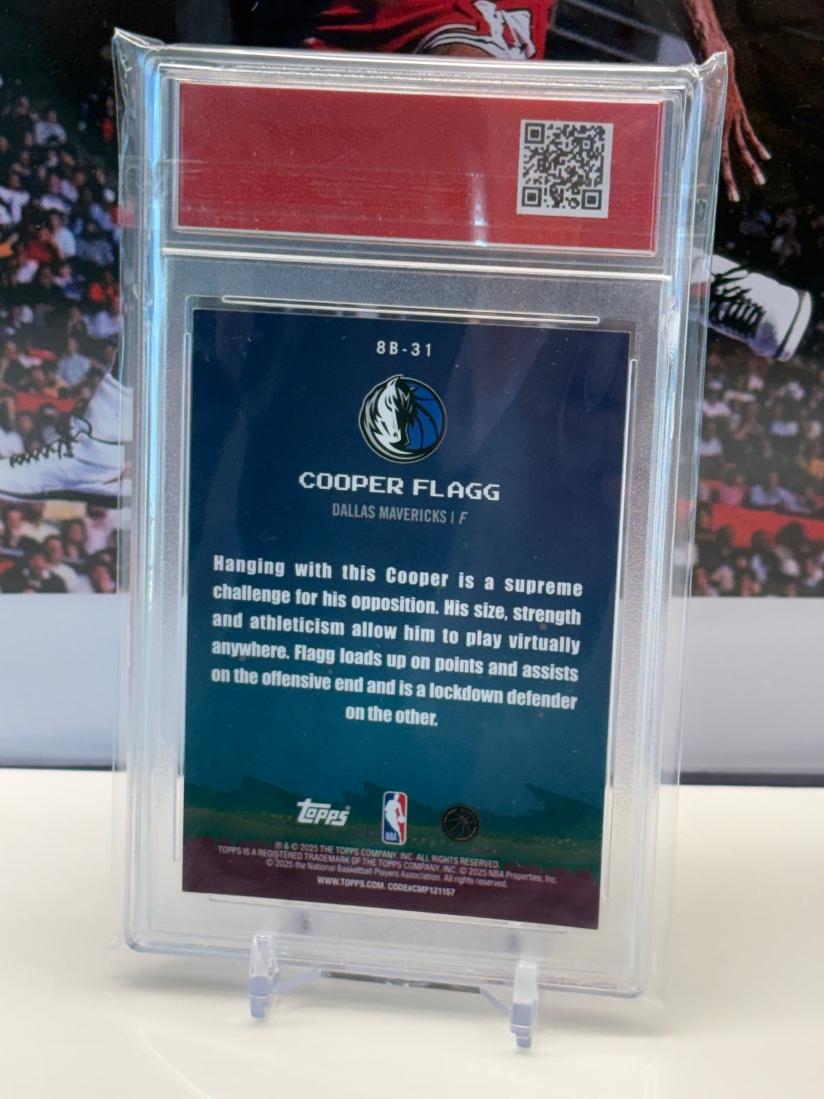 Cooper Flagg RC 2025 Topps NBA 8-Bit Ballers #8B-31 holo T.C.T. Graded(TM) Gem Mint 10 Card stand included
