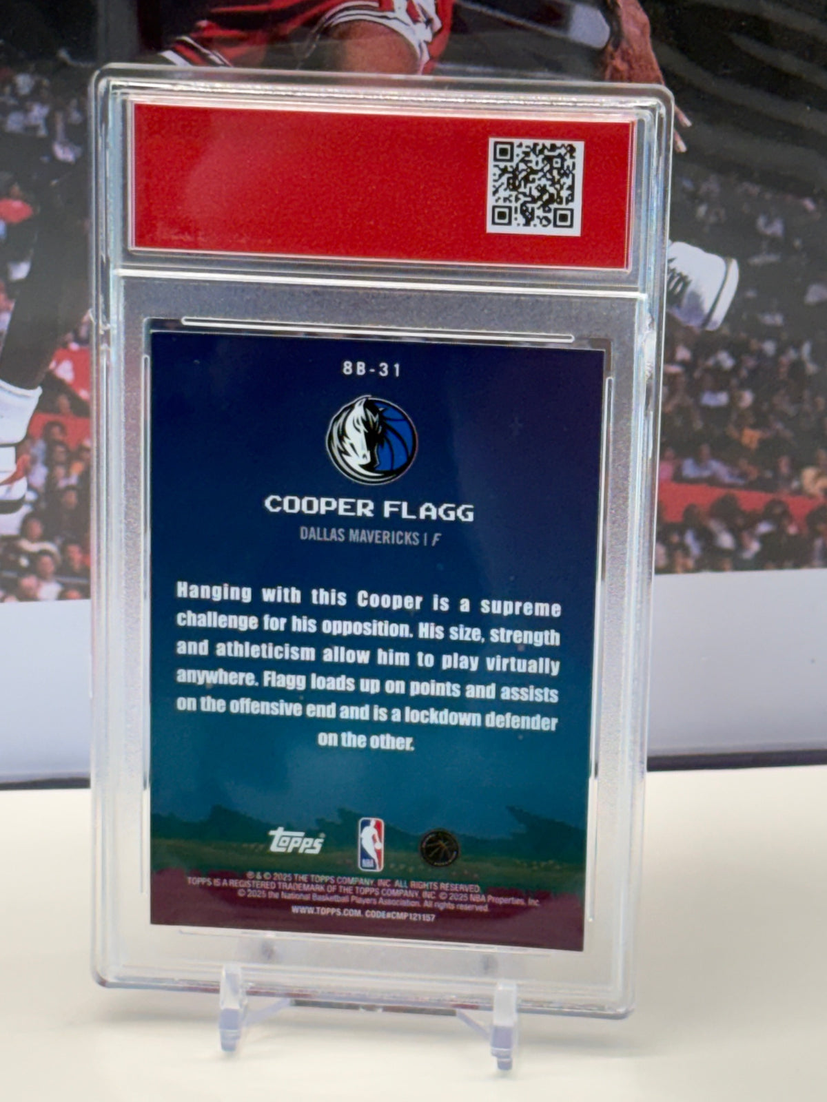 Cooper Flagg RC 2025 Topps NBA 8-Bit Ballers #8B-31 holo T.C.T. Graded(TM) Gem Mint 10 Card stand included