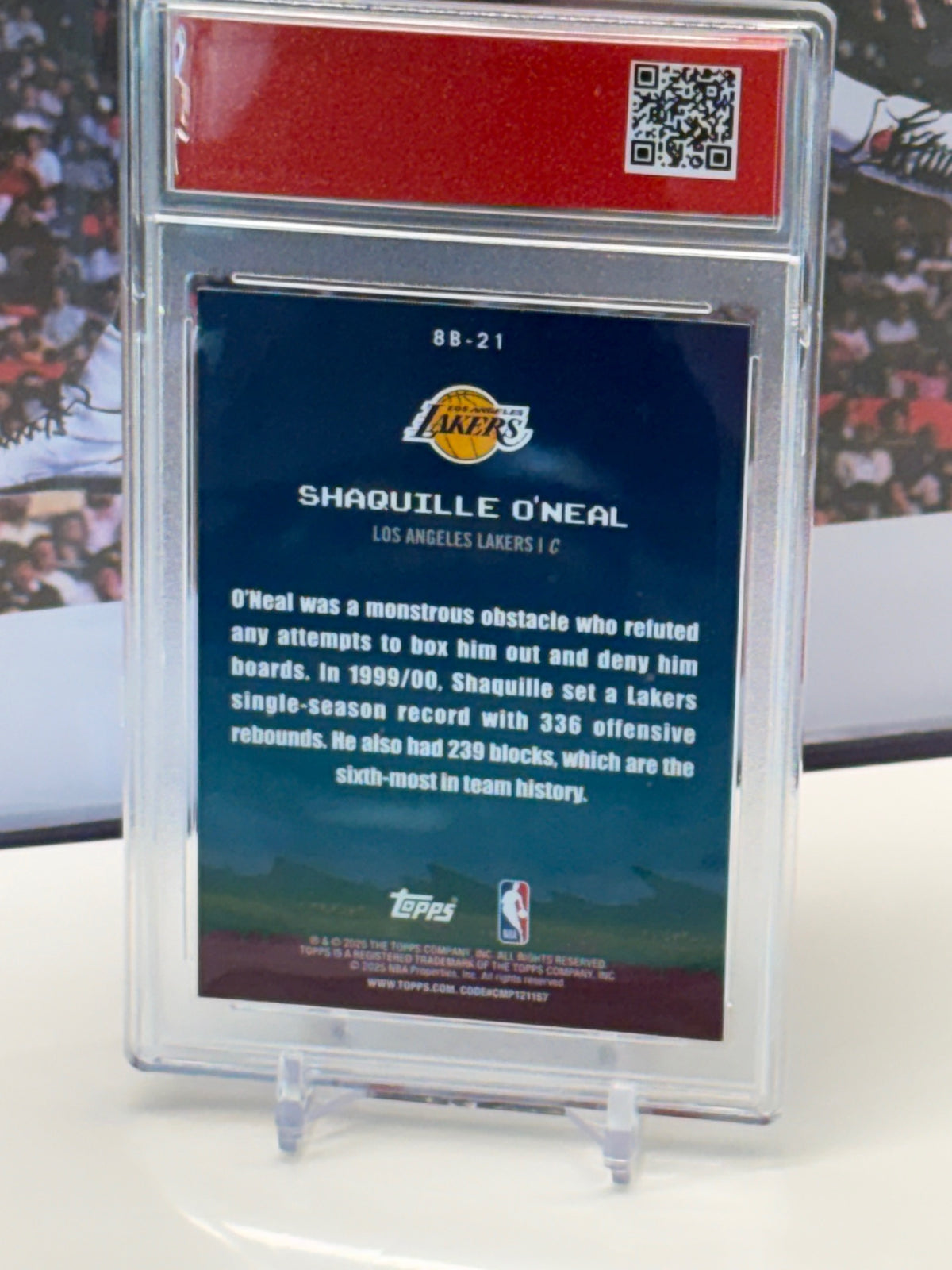 Shaquille O'Neal 2025 Topps NBA 8-Bit Ballers #8B-21 holo T.C.T. Graded(TM) Gem Mint 10 Card stand included