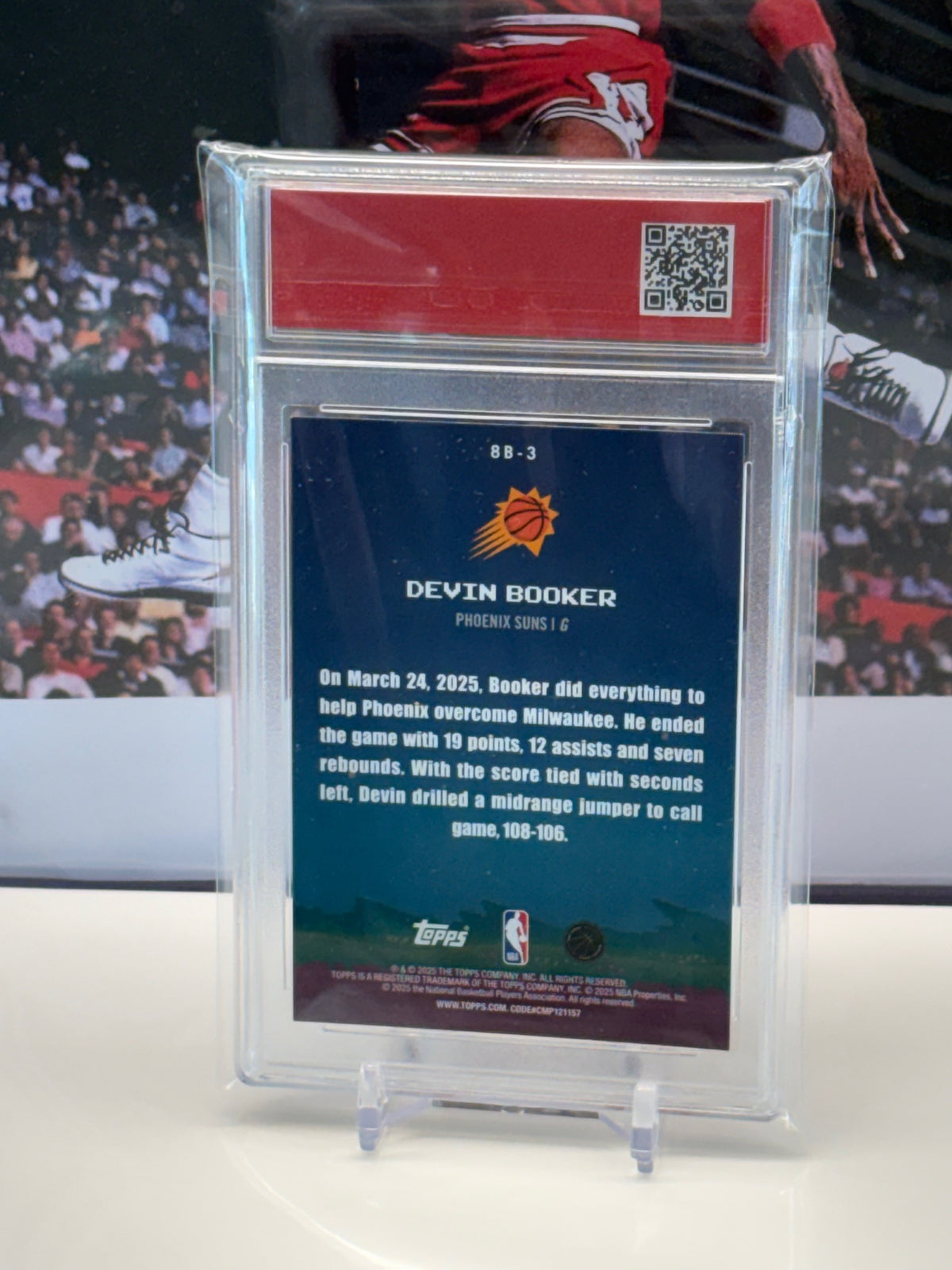 Devin Booker 2025 Topps NBA 8-Bit Ballers #8B-3 T.C.T. Graded(TM) Gem Mint 10 Card stand included