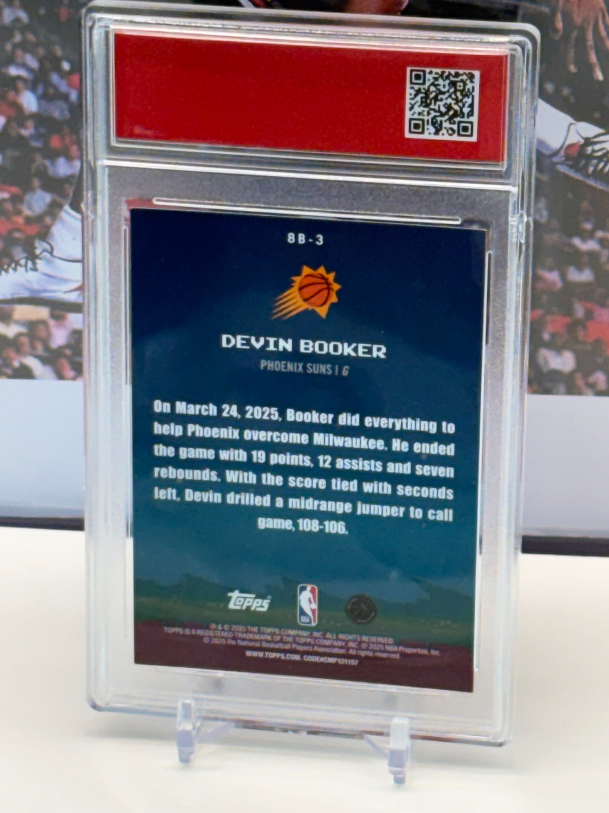 Devin Booker 2025 Topps NBA 8-Bit Ballers #8B-3 T.C.T. Graded(TM) Gem Mint 10 Card stand included