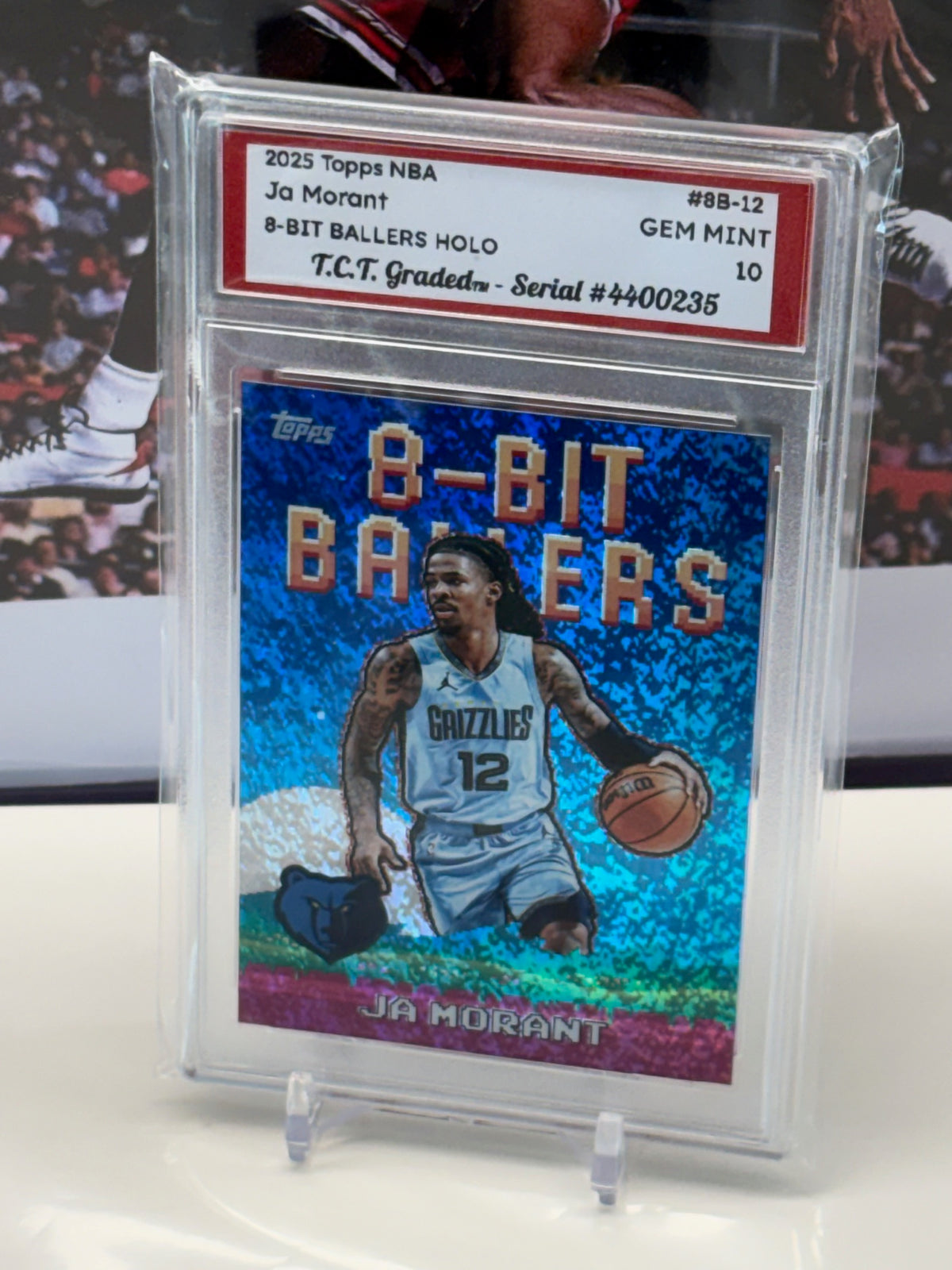 Ja Morant 2025 Topps NBA 8-Bit Ballers #8B-12 holo T.C.T. Graded(TM) Gem Mint 10 Card stand included