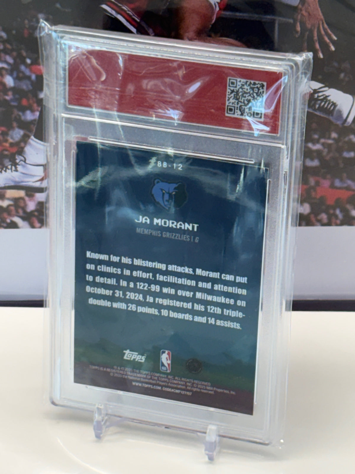 Ja Morant 2025 Topps NBA 8-Bit Ballers #8B-12 holo T.C.T. Graded(TM) Gem Mint 10 Card stand included