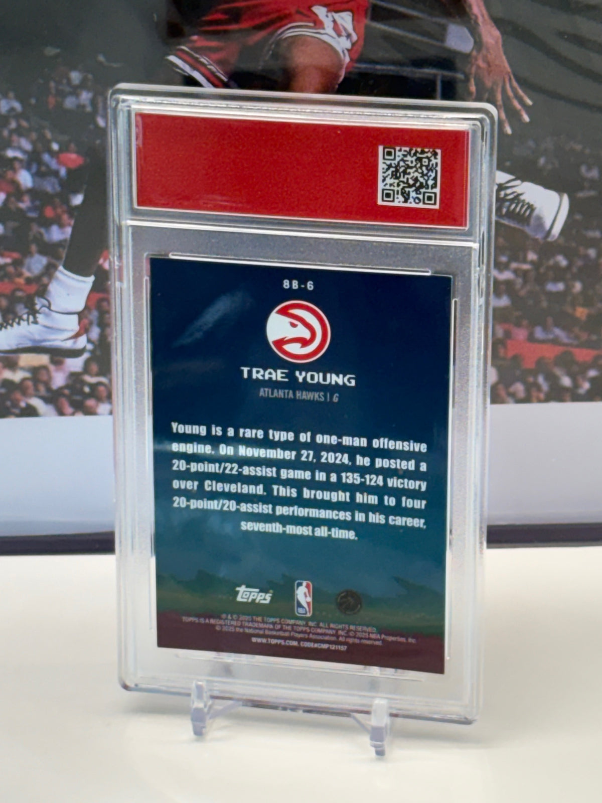 Trae Young 2025 Topps NBA 8-Bit Ballers #8B-6 holo T.C.T. Graded(TM) Gem Mint 10 Card stand included