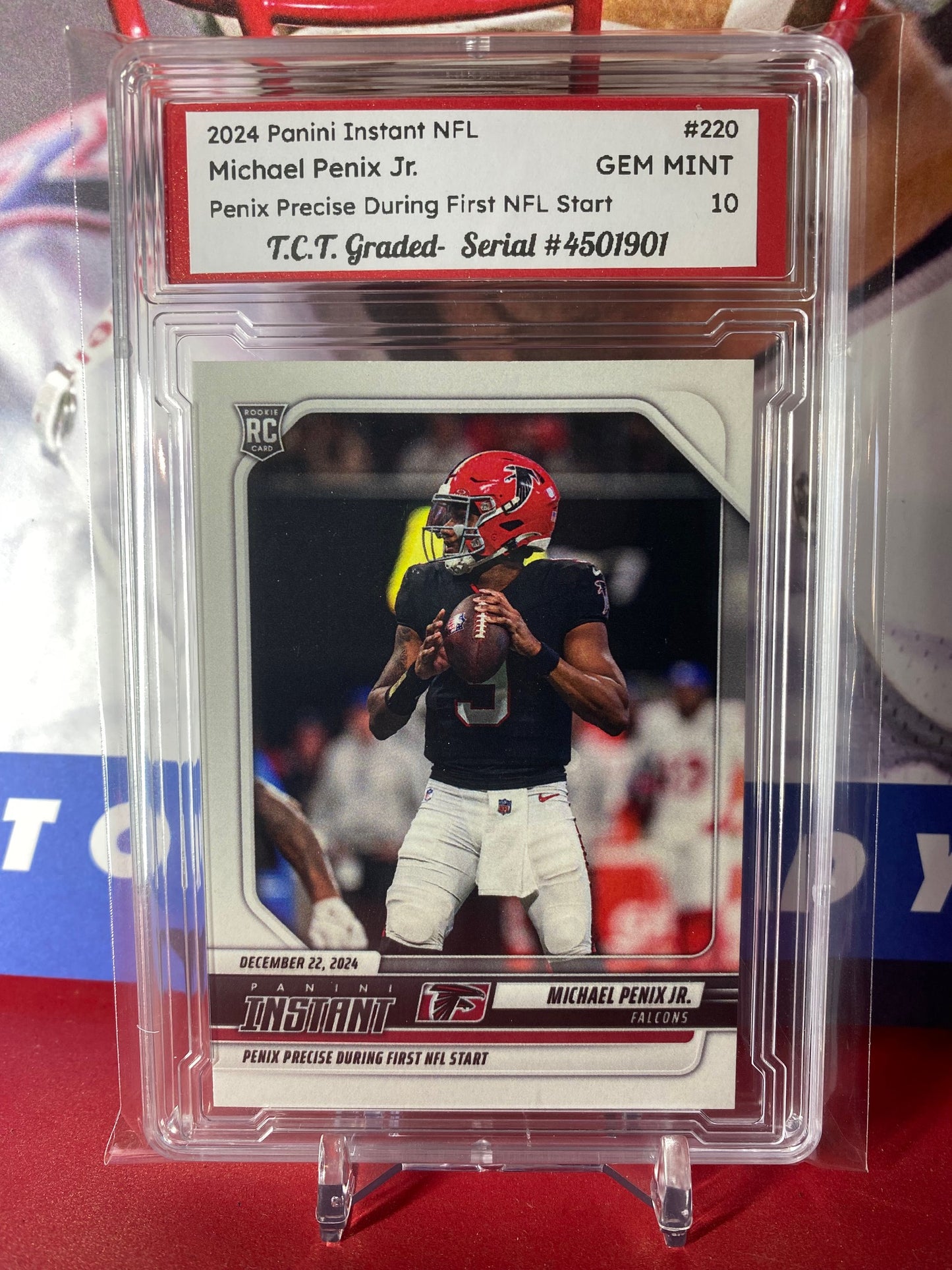 2024 Panini Instant NFL #220 Michael Penix Jr. T.C.T. Graded Gem Mint 10 Penix Precise During First Start