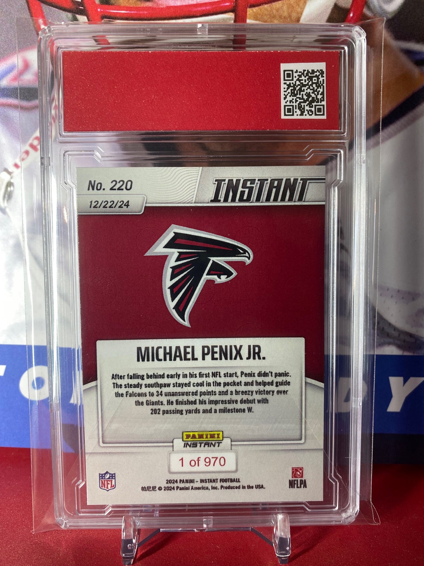 2024 Panini Instant NFL #220 Michael Penix Jr. T.C.T. Graded Gem Mint 10 Penix Precise During First Start