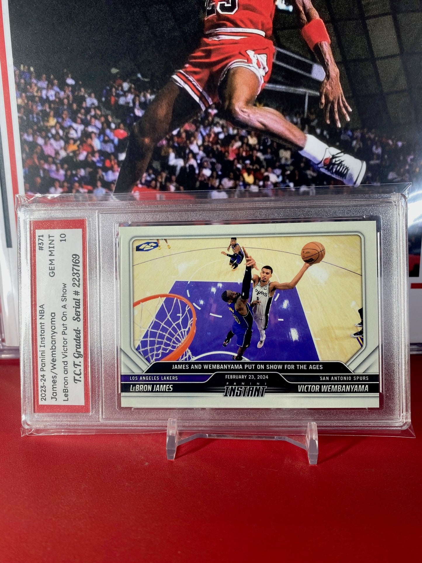 2023-24 Panini Instant NBA #371 LeBron James VS Victor Wembanyama Rookie Card LeBron/Victor Put On A Show T.C.T. Graded Gem Mint 10