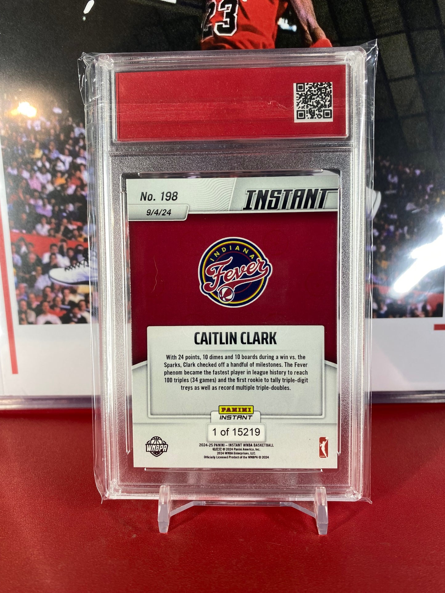 2024 Panini Instant #198 Caitlin Clark Rookie Card Stacks Up Stats, Racks Up Records T.C.T. Graded Gem Mint 10