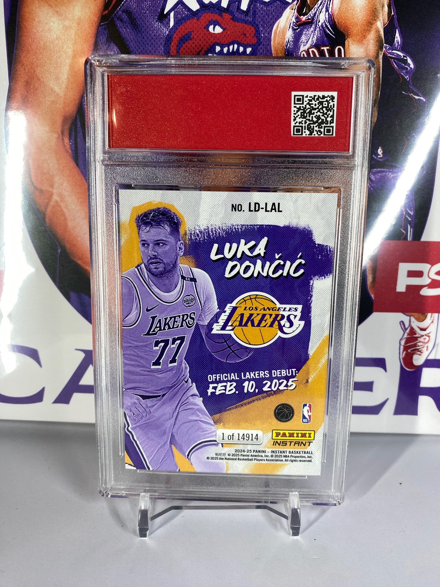 2024-25 Panini Instant NBA #LD-LAL Luka Doncic Official Laker Debut T.C.T. Graded Gem Mint 10 Card stand included